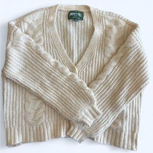 American Eagle cream cable knit button up cardigan Size M